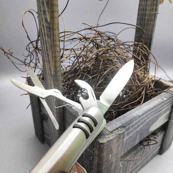 Мультинож Дрезден нержавеющая сталь 7 в 1 (нож, штопор, пилочка для ногтей, кольцо для ключей, крестовая отвертка, 2 открывалки и ножницы)